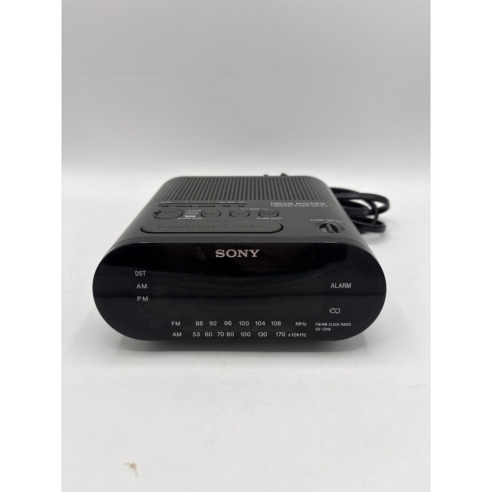 Sony Clock Radio ICF-C218 Dream Machine Black Auto Time Set‎ EUC